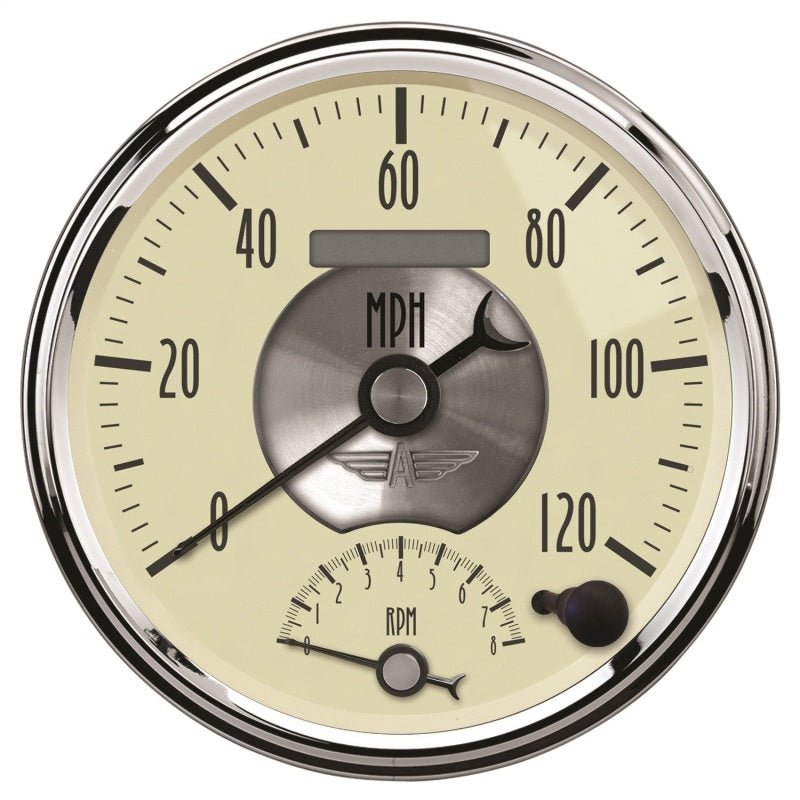 AutoMeter - AutoMeter Gauge Tach/Speedo 5in. 120MPH & 8K RPM Elec. Program. Prestige Antq. Ivory - Demon Performance