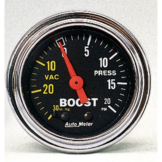 AutoMeter - AutoMeter Gauge Vac/Boost 2-1/16in. 30Inhg-20PSI Mechanical Traditional Chrome - Demon Performance