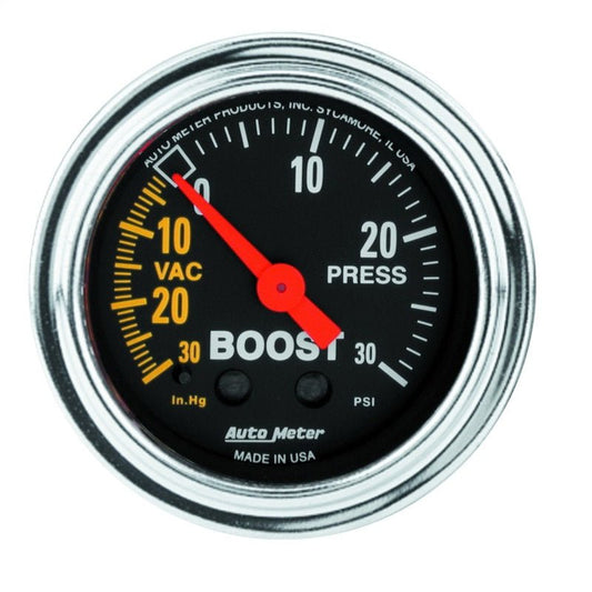 AutoMeter - AutoMeter Gauge Vac/Boost 2-1/16in. 30Inhg-30PSI Mechanical Traditional Chrome - Demon Performance