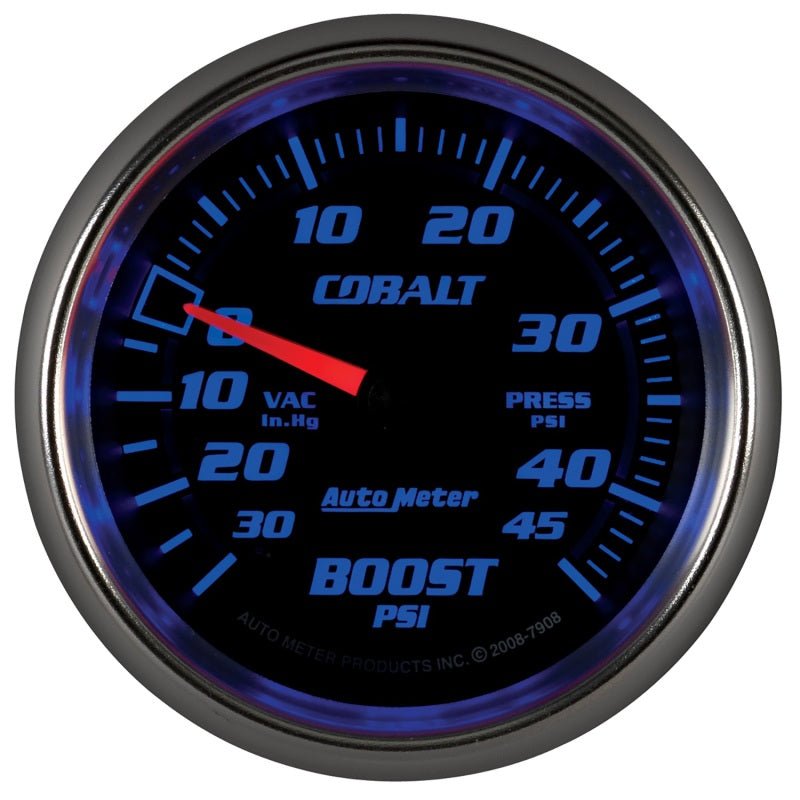 AutoMeter - AutoMeter Gauge Vac/Boost 2-5/8in. 30Inhg-45PSI Mechanical Cobalt - Demon Performance