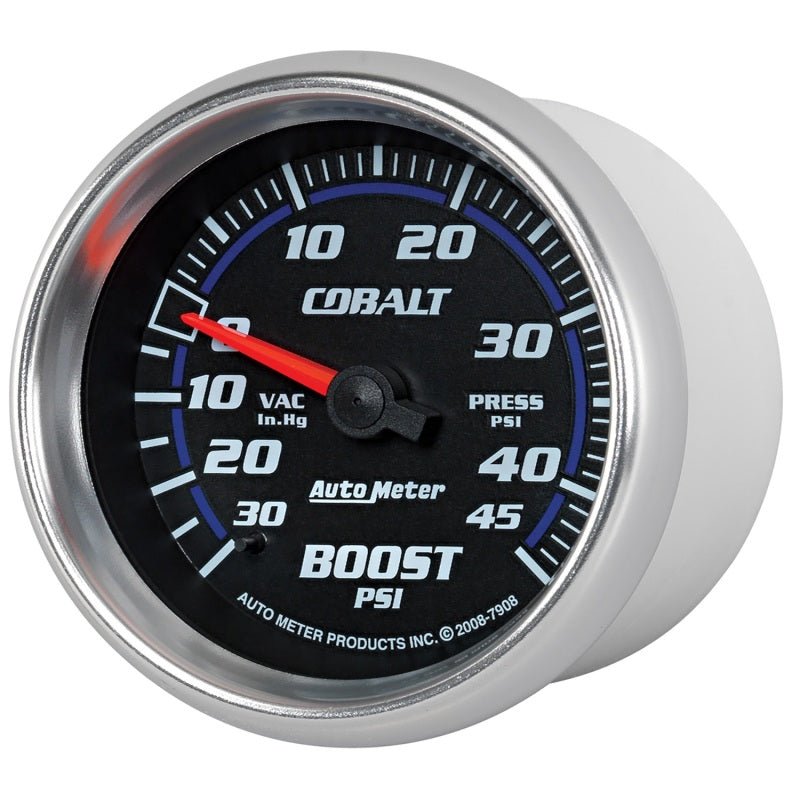 AutoMeter - AutoMeter Gauge Vac/Boost 2-5/8in. 30Inhg-45PSI Mechanical Cobalt - Demon Performance