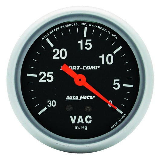 AutoMeter - AutoMeter Gauge Vacuum 2-5/8in. 30Inhg Mechanical Sport-Comp - Demon Performance