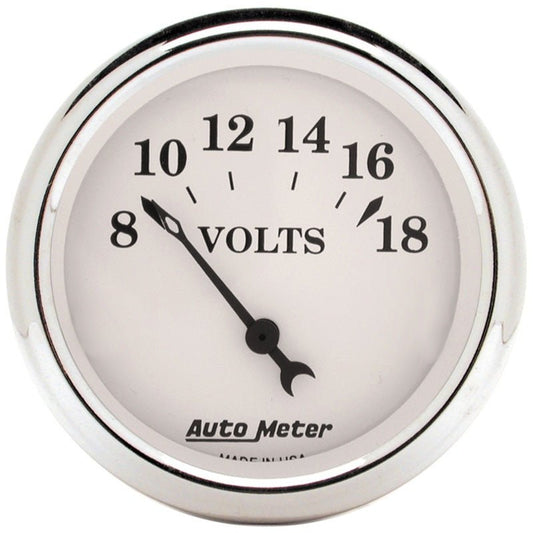 AutoMeter - AutoMeter Gauge Voltmeter 2-1/16in. 18V Elec Old Tyme White - Demon Performance
