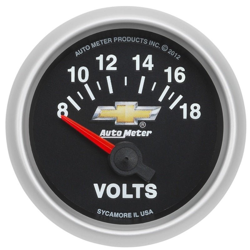 AutoMeter - AutoMeter Gauge Voltmeter 2-1/16in. 18V Electric Chevy Gold Bowtie - Demon Performance