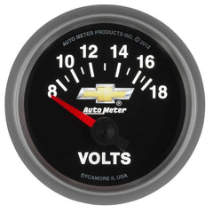 AutoMeter - AutoMeter Gauge Voltmeter 2-1/16in. 18V Electric Chevy Gold Bowtie - Demon Performance