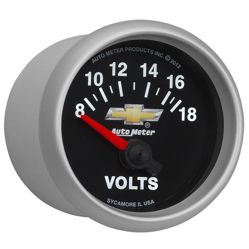 AutoMeter - AutoMeter Gauge Voltmeter 2-1/16in. 18V Electric Chevy Gold Bowtie - Demon Performance