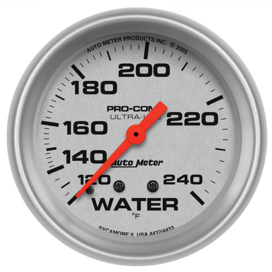 AutoMeter - AutoMeter Gauge Water Temp 2-5/8in. 120-240 Deg. F Mechanical 12ft. Ultra-Lite - Demon Performance