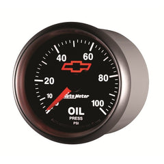 AutoMeter - Autometer GM Bowtie Black 2-1/16in 0-100 PSI Oil Pressure - Stepper Motor - Demon Performance