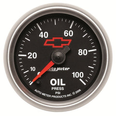 AutoMeter - Autometer GM Bowtie Black 2-1/16in 0-100 PSI Oil Pressure - Stepper Motor - Demon Performance