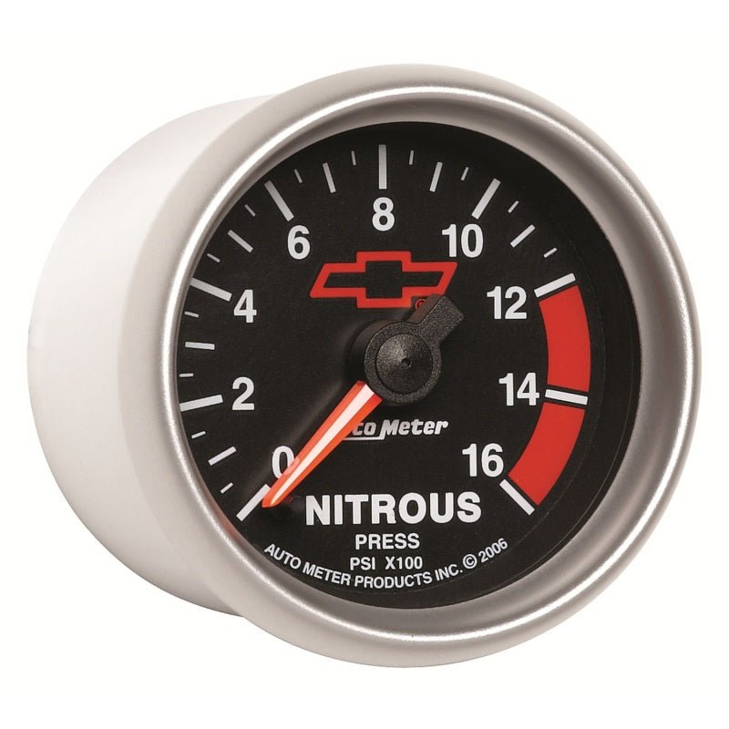 AutoMeter - Autometer GM Bowtie Black 2-1/16in 0-1600 PSI Nitrous Pressure - Digital Stepper Motor - Demon Performance