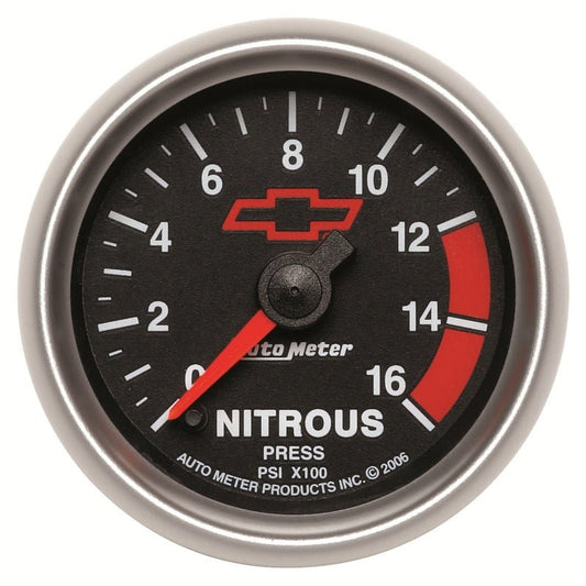 AutoMeter - Autometer GM Bowtie Black 2-1/16in 0-1600 PSI Nitrous Pressure - Digital Stepper Motor - Demon Performance