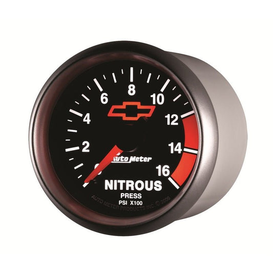 AutoMeter - Autometer GM Bowtie Black 2-1/16in 0-1600 PSI Nitrous Pressure - Digital Stepper Motor - Demon Performance