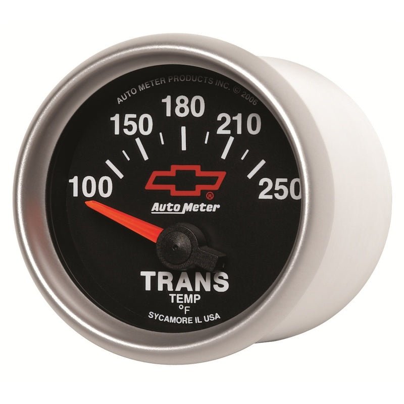AutoMeter - Autometer GM Bowtie Black 2-1/16in 100-250 Degree F Electronic Transmission Temperature Gauge - Demon Performance