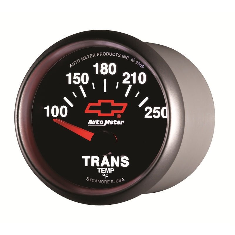 AutoMeter - Autometer GM Bowtie Black 2-1/16in 100-250 Degree F Electronic Transmission Temperature Gauge - Demon Performance