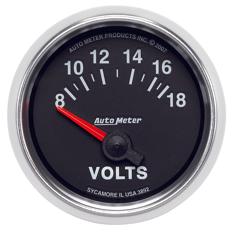 AutoMeter - Autometer GS 52mm 8-18 Volts Short Sweep Electronic Voltmeter Gauge - Demon Performance