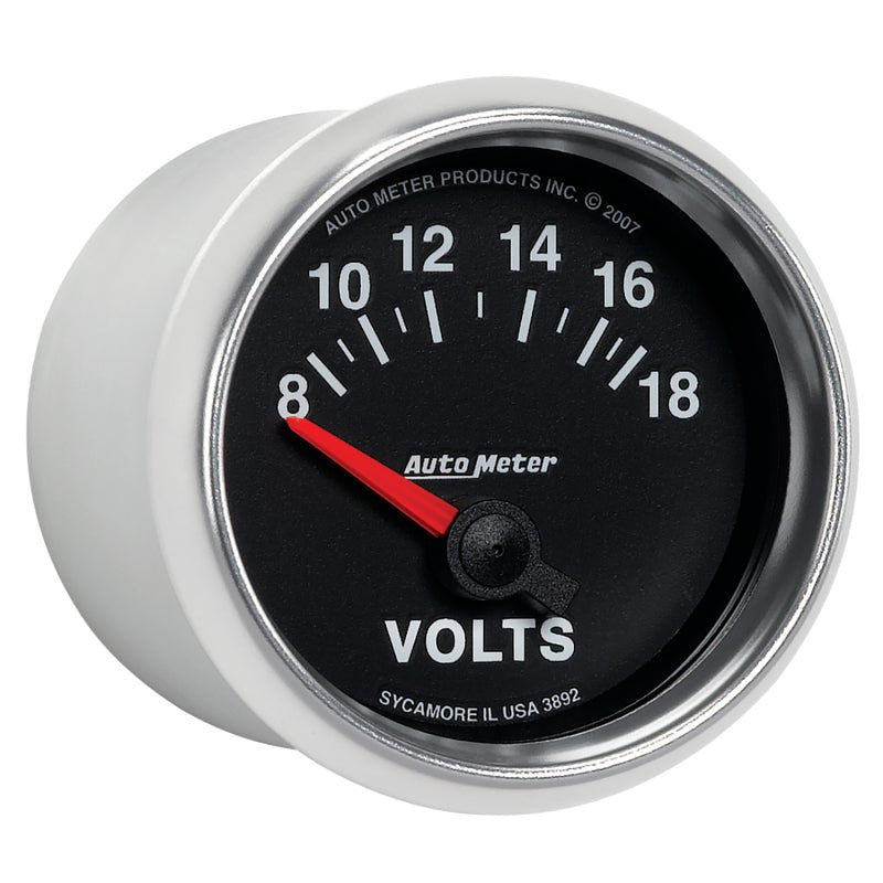 AutoMeter - Autometer GS 52mm 8-18 Volts Short Sweep Electronic Voltmeter Gauge - Demon Performance