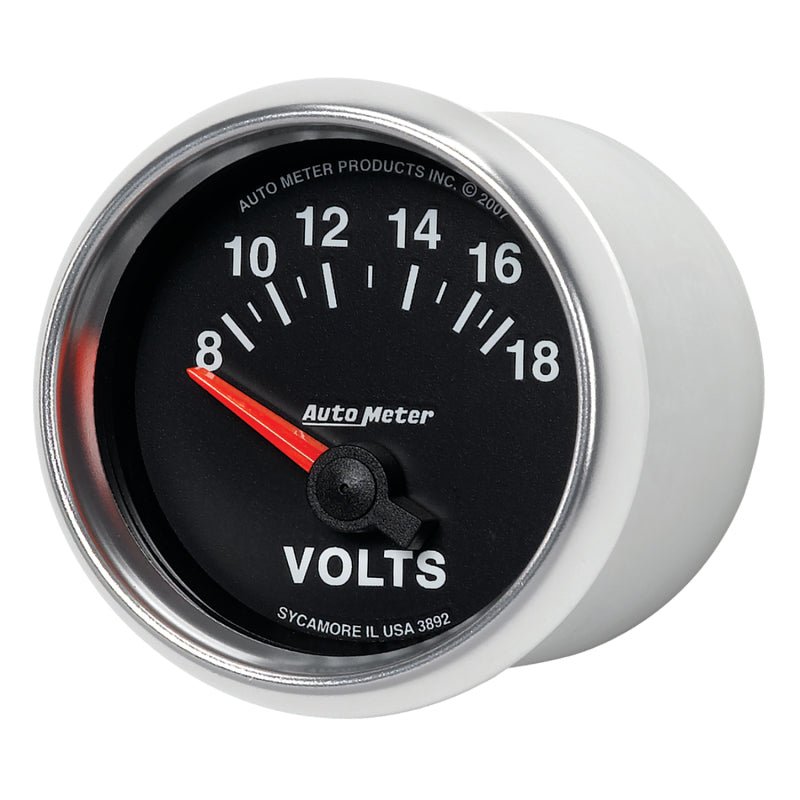 AutoMeter - Autometer GS 52mm 8-18 Volts Short Sweep Electronic Voltmeter Gauge - Demon Performance