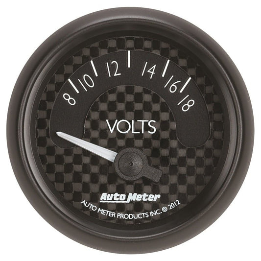 AutoMeter - Autometer GT Series 52mm Short Sweep Electronic 8-18 Volts Voltmeter - Demon Performance