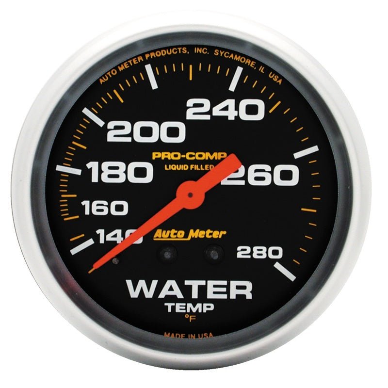 AutoMeter - Autometer Liquid Filled Mechanical 2-5/8in 140-280 deg F Water Termperature Gauge Includes 6 - Demon Performance