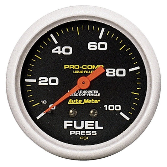 AutoMeter - Autometer Liquid Filled Mechanical 2-5/8inch 100 PSI Fuel Pressure Gauge - Demon Performance