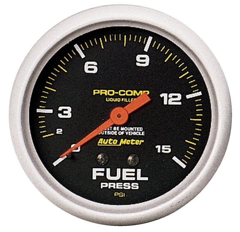 AutoMeter - Autometer Liquid Filled Mechanical 66.7mm 0-15 PSI Fuel Pressure Gauge - Demon Performance