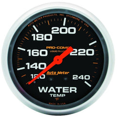 AutoMeter - Autometer Liquid Filled Mechanical 66.7mm 120-240 deg F Water Termperature Gauge Includes 6in Tubing - Demon Performance