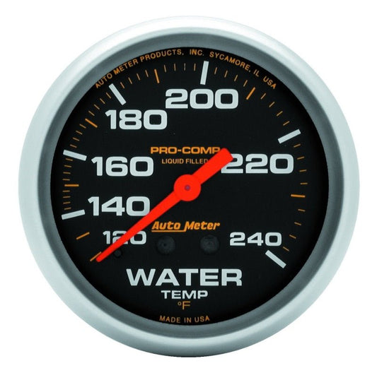 AutoMeter - Autometer Liquid Filled Mechanical 66.7mm 120-240 deg F Water Termperature Gauge w/ 12in Tubing - Demon Performance