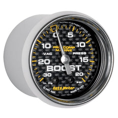 AutoMeter - Autometer Marine Carbon Fiber 2-1/16in 30INHG/20PSI Mechanical Vacuum/Boost Gauge - Demon Performance