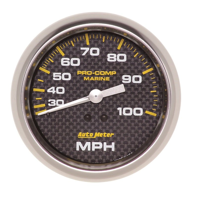 AutoMeter - Autometer Marine Carbon Fiber 3-3/8in 100 MPH Mechanical Speedometer Gauge - Demon Performance