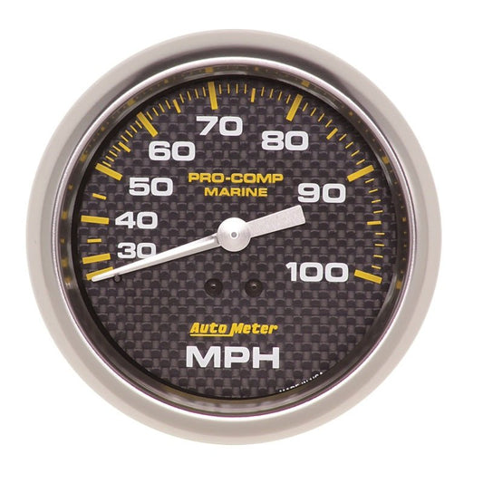AutoMeter - Autometer Marine Carbon Fiber 3-3/8in 100 MPH Mechanical Speedometer Gauge - Demon Performance