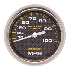 AutoMeter - Autometer Marine Carbon Fiber 3-3/8in 100 MPH Mechanical Speedometer Gauge - Demon Performance