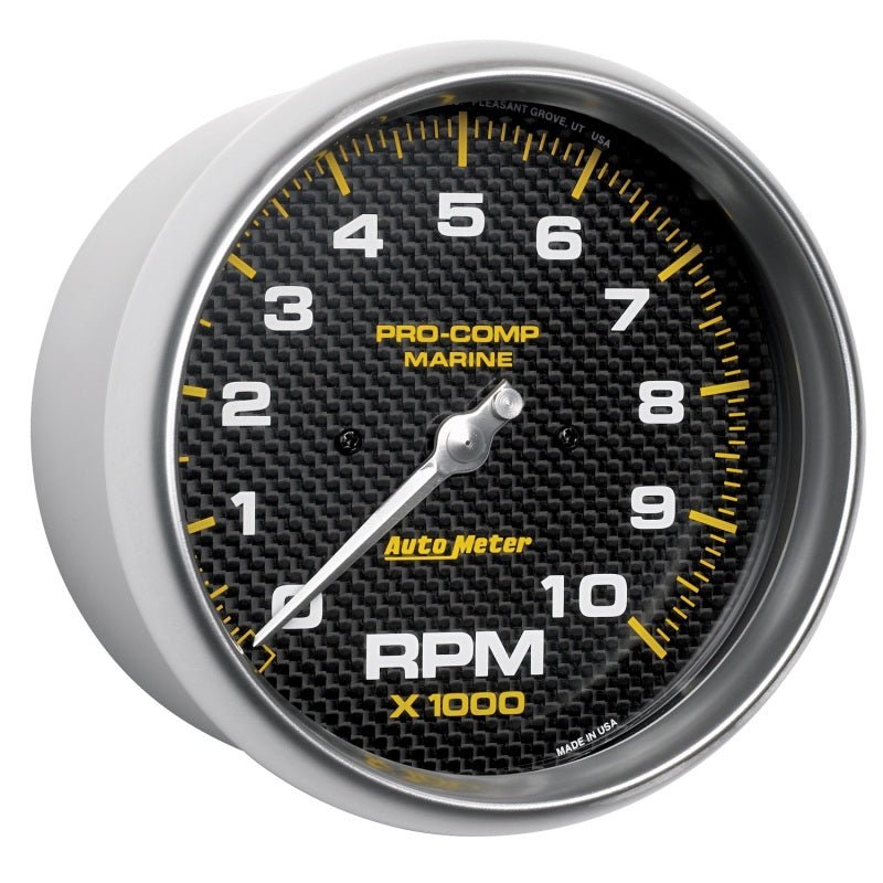 AutoMeter - Autometer Marine Carbon Fiber 5in 10K RPM In-Dash Tachometer Gauge - Demon Performance
