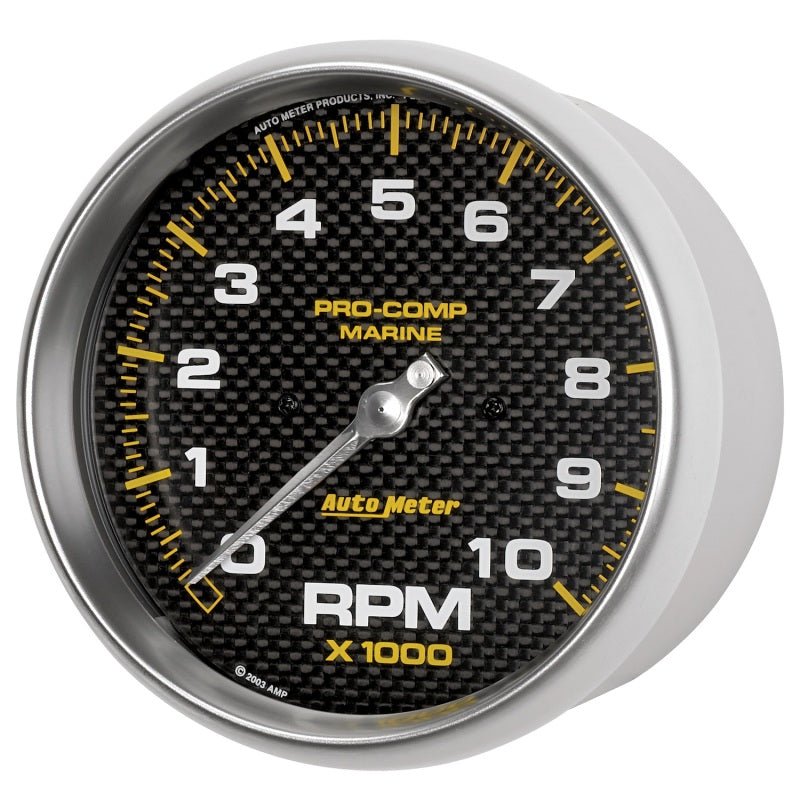 AutoMeter - Autometer Marine Carbon Fiber 5in 10K RPM In-Dash Tachometer Gauge - Demon Performance