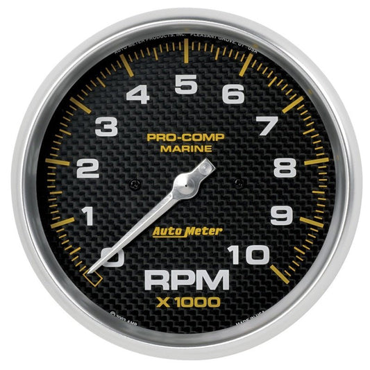 AutoMeter - Autometer Marine Carbon Fiber 5in 10K RPM In-Dash Tachometer Gauge - Demon Performance
