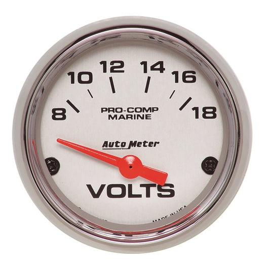 AutoMeter - Autometer Marine Chrome Ultra-Lite 2-1/16in 18V Electric Voltmeter Gauge - Demon Performance
