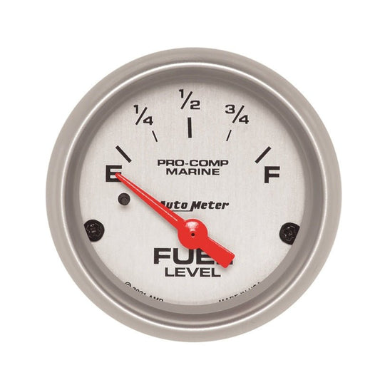 AutoMeter - Autometer Marine Silver Ultra-Lite 2-1/16in Electric Fuel Level Gauge - Demon Performance