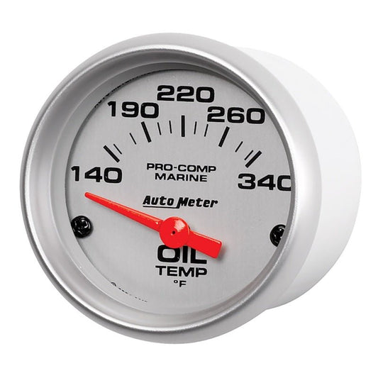 AutoMeter - Autometer Marine Silver Ultra-Lite 2-1/16in Electric Oil Temperature Gauge 140-300 Deg F - Demon Performance
