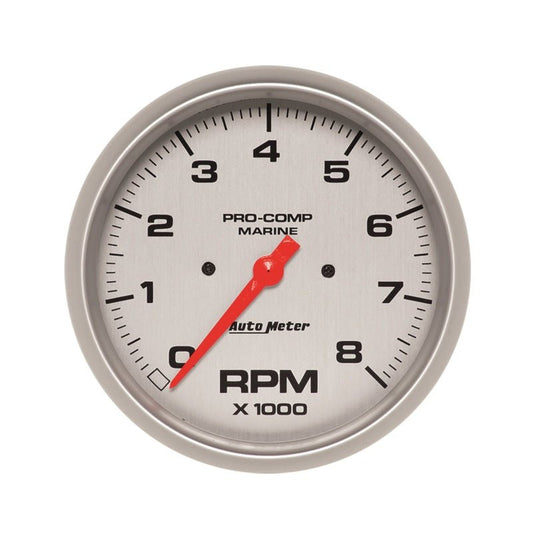 AutoMeter - Autometer Marine Silver Ultra-Lite 5in Electrical Tachometer 0-8000 RPM - Demon Performance