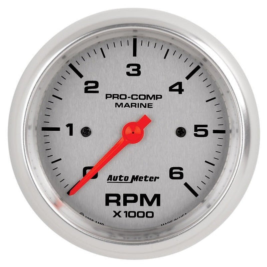 AutoMeter - Autometer Marine Silver Ultra-Lite Gauge 3-3/8in Tachometer 6K RPM - Demon Performance