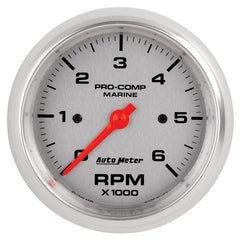 AutoMeter - Autometer Marine Silver Ultra-Lite Gauge 3-3/8in Tachometer 6K RPM - Demon Performance