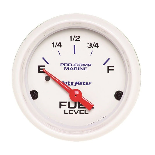 AutoMeter - Autometer Marine White Gauge 2-1/16in Electric Fuel Level Gauge - Demon Performance