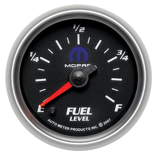 AutoMeter - Autometer Mopar 2-1/16in 0-280 Ohm Programmable Fuel Level Gauge - Black - Demon Performance