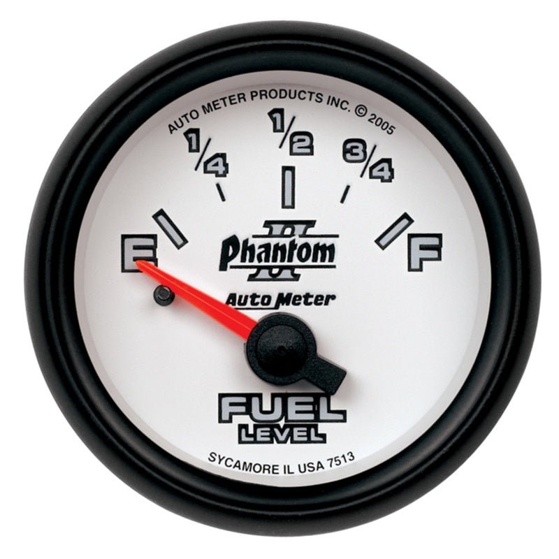 AutoMeter - Autometer Phantom 2-1/16in 0-90 OHM Fuel Level Gauge - Demon Performance