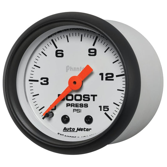 AutoMeter - Autometer Phantom 52mm 0-15PSI Mechanical Boost Pressure Gauge - Demon Performance