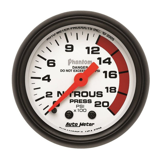 AutoMeter - Autometer Phantom 52mm 0-2000 PSI Mechanical Nitrous Pressure Gauge - Demon Performance