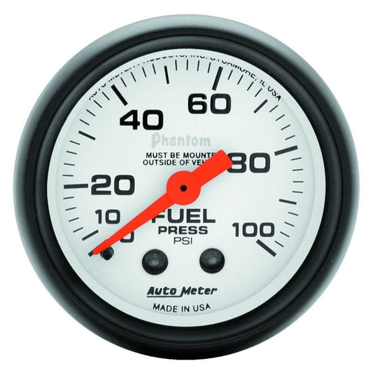 AutoMeter - Autometer Phantom 52mm 100 PSI Mechanical Fuel Pressure Gauge - Demon Performance