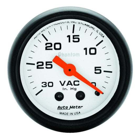 AutoMeter - Autometer Phantom 52mm 30 in. HG. Mechanical Vacuum Gauge - Demon Performance