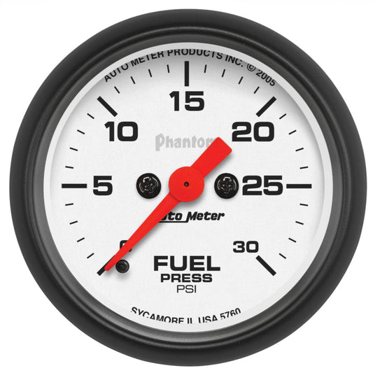 AutoMeter - Autometer Phantom Fuel Pressure gauge 52mm 0-30 PSI Full Sweep Elec - Demon Performance