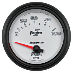 AutoMeter - Autometer Phantom II 2 5/8in 0-100 PSI Short Sweep Electronic Oil Pressure Gauge - Demon Performance