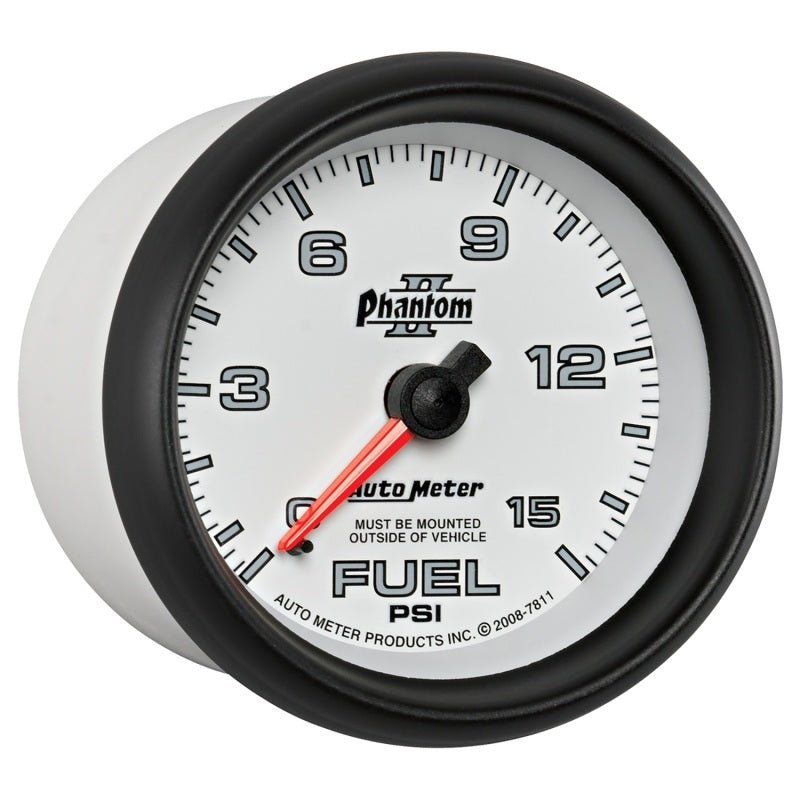 AutoMeter - Autometer Phantom II 2-5/8in 0-15PSI Mechanical Fuel Pressure Gauge - Demon Performance